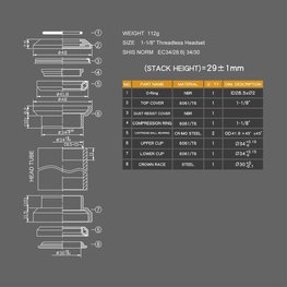 LONGUS compoziția capului - HEADSET 28,6mm - negru