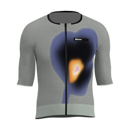 SANTINI Tricou de ciclism cu mânecă scurtă - AERO RACE - gri/albastru