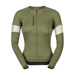 SCOTT Tricou de ciclism cu mânecă lungă de vară - ENDURANCE PRO W - verde/alb