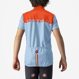 CASTELLI Tricou de ciclism cu mânecă scurtă - NEO PROLOGO - albastru deschis/portocaliu