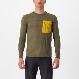CASTELLI Tricou de cilism pentru iarnă cu mânecă lungă - UNLIMITED MERINO - maro/galben