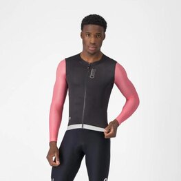 CASTELLI Tricou de ciclism cu mânecă lungă de vară - CORRETTO LS - negru/roz
