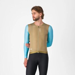 CASTELLI Tricou de ciclism cu mânecă lungă de vară - CORRETTO LS - maro/albastru