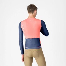 CASTELLI Tricou de ciclism cu mânecă lungă de vară - CORRETTO LS - roz/albastru