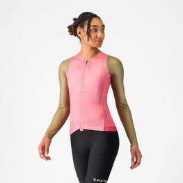 CASTELLI Tricou de ciclism cu mânecă lungă de vară - CORRETTO W LONG - roz