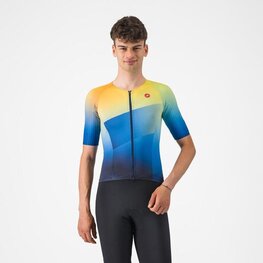 CASTELLI Tricou de ciclism cu mânecă scurtă - FREE SPEED 3 RACE TOP - albastru/galben
