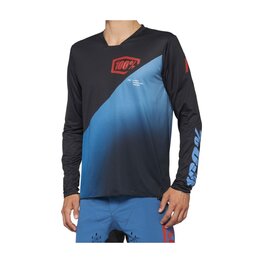 100% SPEEDLAB Tricou de ciclism cu mânecă lungă de vară - R-CORE-X - negru/albastru