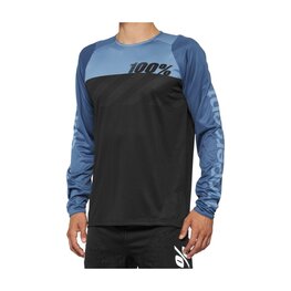 100% SPEEDLAB Tricou de ciclism cu mânecă lungă de vară - R-CORE - negru/albastru