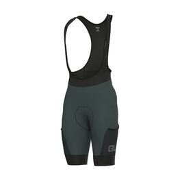 ALÉ Pantaloni scurți de ciclism cu bretele - OFF ROAD - GRAVEL STONES CARGO - verde