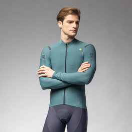 ALÉ Tricou de cilism pentru iarnă cu mânecă lungă - WARM RACE - verde