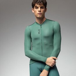 ALÉ Tricou de ciclism cu mânecă lungă de vară - COLOR BLOCK PRAGMA - verde