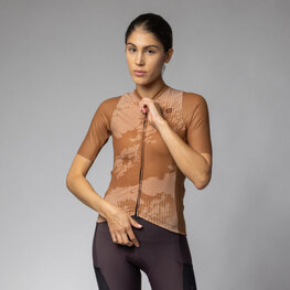 ALÉ Tricou de ciclism cu mânecă scurtă - KRAKATOA OFF ROAD - GRAVEL - maro