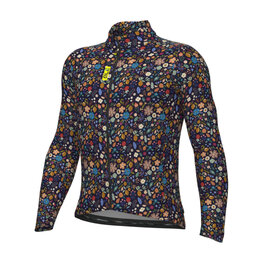 ALÉ Tricou de cilism pentru iarnă cu mânecă lungă - PRAGMA FLOWERY - negru/multicolor