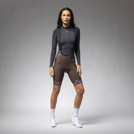 ALÉ Pantaloni scurți de ciclism cu bretele - PR-E HIKE - maro