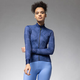 ALÉ Tricou de ciclism cu mânecă lungă de vară - PRAGMA SCHEMA - albastru