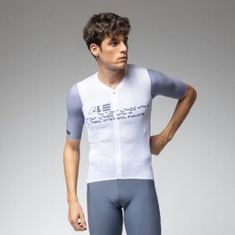 ALÉ Tricou de ciclism cu mânecă scurtă - PR-E MEGABYTE 2.0 - alb/albastru