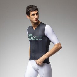 ALÉ Tricou de ciclism cu mânecă scurtă - PR-E MEGABYTE 2.0 - negru/alb