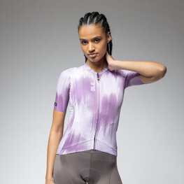 ALÉ Tricou de ciclism cu mânecă scurtă - PR-E ARGON - mov/alb