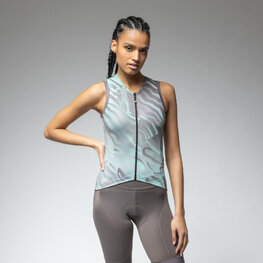 ALÉ Tricoul de ciclism fără mâneci - PRAGMA SURFACE PR-E - verde deschis/maro