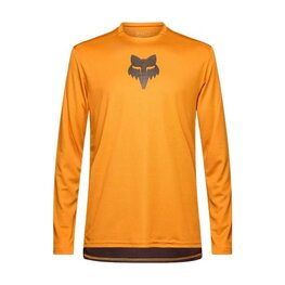 FOX Tricou de ciclism cu mânecă lungă de vară - RANGER LS HEAD - maro