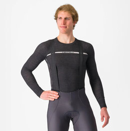 CASTELLI Tricou de ciclism cu mânecă lungă - MERINO - gri