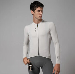 ALÉ Tricou de ciclism cu mânecă lungă de vară - COLOR BLOCK PRAGMA - bej