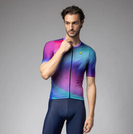 ALÉ Tricou de ciclism cu mânecă scurtă - AURORA PR-E - roz/albastru/turcoaz