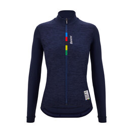 SANTINI Tricou de cilism pentru iarnă cu mânecă lungă - UCI OFFICIAL W - albastru