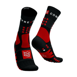 COMPRESSPORT Șosete clasice de ciclism - HIKING - roșu/negru
