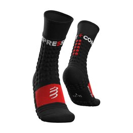 COMPRESSPORT Șosete clasice de ciclism - PRO RACING WINTER RUN - negru/roșu