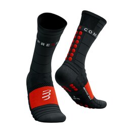 COMPRESSPORT Șosete clasice de ciclism - PRO RACING WINTER RUN - negru/roșu