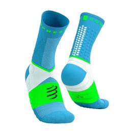 COMPRESSPORT Șosete clasice de ciclism - ULTRA TRAIL SOCKS V2.0 - albastru/verde