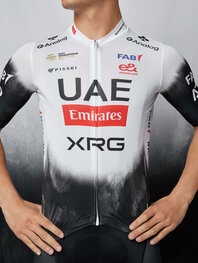 PISSEI Tricou de ciclism cu mânecă scurtă - UAE TEAM EMIRATES 2025 REPLICA - alb/negru