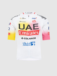 PISSEI Tricou de ciclism cu mânecă scurtă - UAE TEAM EMIRATES REPLICA - GIRO + TOUR 24 - alb/roz/galben