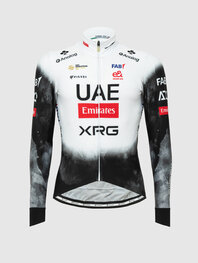 PISSEI Tricou de cilism pentru iarnă cu mânecă lungă - UAE TEAM EMIRATES - XRG 2025 REPLICA - alb/negru