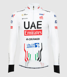 PISSEI Tricou de cilism pentru iarnă cu mânecă lungă - UAE TEAM EMIRATES 2024 - alb