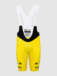 PISSEI Pantaloni scurți de ciclism cu bretele - UAE TEAM EMIRATES 2024 REPLICA SANREMO - TDF 24 - galben