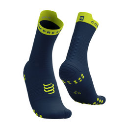 COMPRESSPORT Șosete clasice de ciclism - PRO RACING V4.0 RUN HIGH - albastru/galben