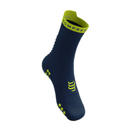 COMPRESSPORT Șosete clasice de ciclism - PRO RACING V4.0 RUN HIGH - albastru/galben