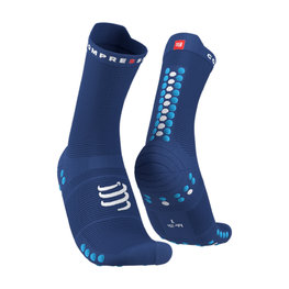 COMPRESSPORT Șosete clasice de ciclism - PRO RACING V4.0 RUN HIGH - albastru