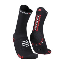 COMPRESSPORT Șosete clasice de ciclism - PRO RACING  V4.0 RUN HIGH - negru/roșu