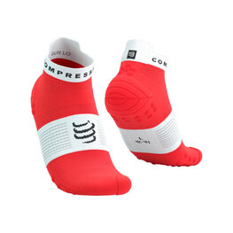 COMPRESSPORT Șosete clasice de ciclism - PRO RACING V4.0 RUN LOW - roșu/alb