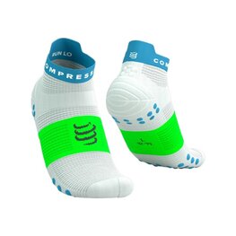 COMPRESSPORT Șosete de gleznă de ciclism - PRO RACING SOCKS V4.0 RUN - alb/verde