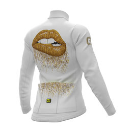 ALÉ Tricou de cilism pentru iarnă cu mânecă lungă - LIPS LADY WINTER - auriu/alb