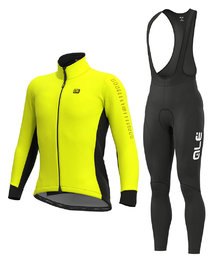 ALÉ Jachetă și pantaloni de iarnă de ciclism - FONDO WINTER - negru/galben
