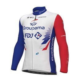 ALÉ Tricou de cilism pentru iarnă cu mânecă lungă - GROUPAMA FDJ 2022 - albastru/roșu/alb