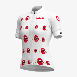 ALÉ Tricou de ciclism cu mânecă scurtă - SMILE LADY - alb