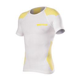 BIOTEX Tricou de ciclism cu mânecă scurtă - BIOFLEX RAGLAN - alb/galben