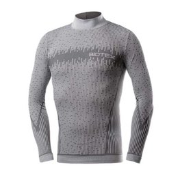 BIOTEX Tricou de ciclism cu mânecă lungă - 3D TURTLENECK - gri