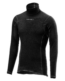CASTELLI Tricou de ciclism cu mânecă lungă - FLANDERS WARM NECK - negru